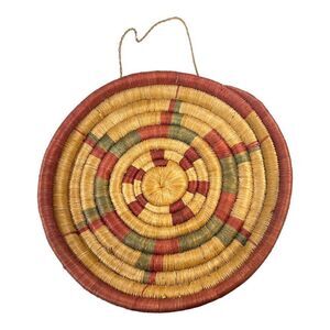 Handwoven African Woven Basket Wall Art Handmade Thick Coil Centerpiece 12.5”